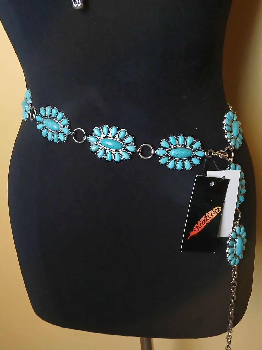 Turquoise Western Concho Chain Belt